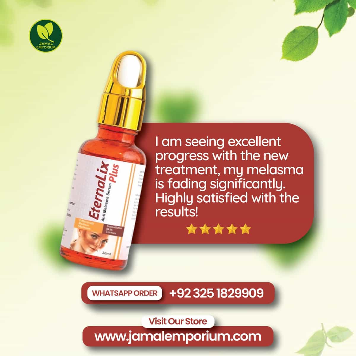 Minutex Antiandrogenic Serum customer review screenshot — 5 star rating Pakistan