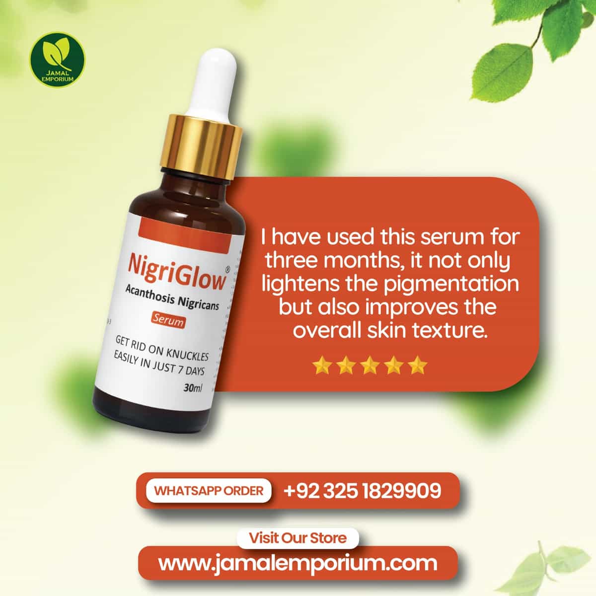 Jamal Emporium customer testimonial screenshot — 5 stars Pakistan